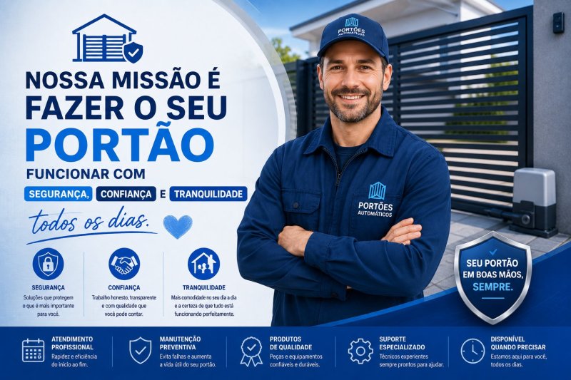 Nossa missão é fazer o seu portão funcionar com segurança, confiança e tranquilidade todos os dias.